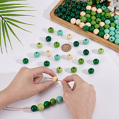 300шт 6 цвета деревянные европейские бусины&nbsp;WOOD-ME0001-17