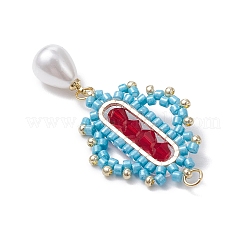 3 шт. 3-х цветные стеклянные цилиндрические ромбовидные подвески из бисера&nbsp;PALLOY-MZ00651