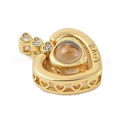 Подвески из латуни микропаве с фианитами и стеклом&nbsp;KK-M315-01G-02