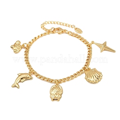 Браслеты с подвесками из нержавеющей стали 304&nbsp;BJEW-D359-04G