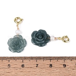 Подвески из натурального бирманского нефрита и натурального жемчуга.&nbsp;G-T143-47A