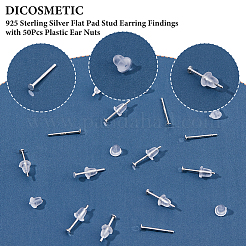 925 серебряная фурнитура для плоских серег-пусетов&nbsp;STER-DC0001-61