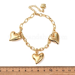 Браслеты с подвесками в виде сердечек из нержавеющей стали 304&nbsp;BJEW-G758-02G