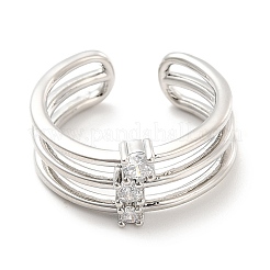 Прозрачное кубическое циркониевое тройное открытое кольцо-манжета&nbsp;RJEW-E064-10P