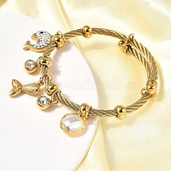 Браслеты с подвесками из нержавеющей стали 304 для женщин&nbsp;BJEW-Z141-03G