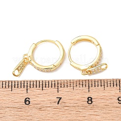 Серьги-кольца из стерлингового серебра с микропаве из прозрачных кубических цирконий с застежкой-молнией 925&nbsp;EJEW-K317-01G