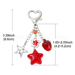 Подвеска из акрила и стекла в виде клубники и звезды&nbsp;HJEW-YW00040-01