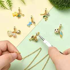 6 шт. 6 стиля латунные эмалевые европейские подвески-шармы&nbsp;KK-CJ0003-95