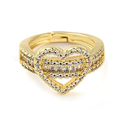 Стойка покрытие латунь микро паве кубический цирконий открытые манжеты кольца&nbsp;RJEW-K266-08A-G