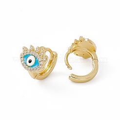 Прозрачные кубические циркониевые серьги-кольца с эмалью от сглаза&nbsp;EJEW-I270-12G
