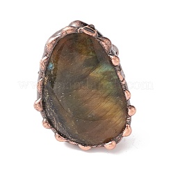 Кольцо-манжета с натуральным лабрадором неправильной формы RJEW-I082-06R