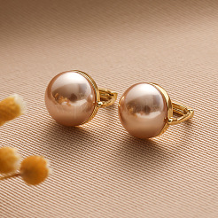 Серьги-кольца из латуни и пластика с жемчугом&nbsp;FS-WGC04E8-01