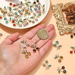 32шт 8 цвета подвески из сплава со стразами&nbsp;ALRI-CJ0001-07