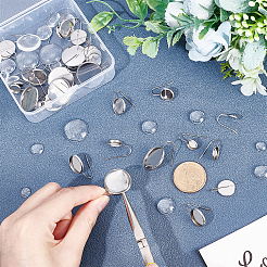 40 шт. 5 стиля плоских круглых сережек из нержавеющей стали 304 с крючками&nbsp;STAS-UN0026-16