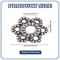 450 шт. 6-лепестковые колпачки для бусин в виде цветка из сплава в тибетском стиле&nbsp;TIBE-LP0001-02
