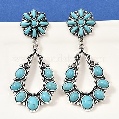 Серьги-гвоздики из сплава синтетической бирюзы&nbsp;LS-EJEW-U053-12AS