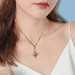 10 шт. 667 нержавеющая сталь цепочка-скрепка ожерелье&nbsp;NJEW-BBC0001-48B-G