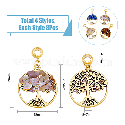 32 шт. 4 стиля натуральные смешанные камни европейские подвески-шармы&nbsp;G-DC0001-14