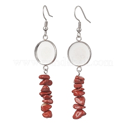 Крючки для сережек из нержавеющей стали 304 с бусинами из драгоценных камней&nbsp;EJEW-JE06898