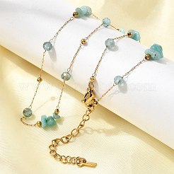 Женские ожерелья из цепочек с натуральным амазонитом и кусочками нержавеющей стали 304&nbsp;NJEW-K255-60G