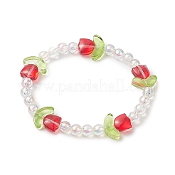 Женский эластичный браслет с тюльпанами и акриловыми бусинами лэмпворк&nbsp;BJEW-JB09306