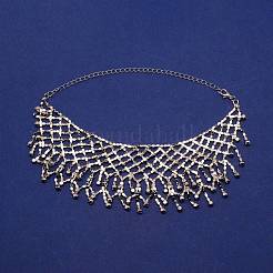 Колье с кристаллами и стразами&nbsp;NJEW-WH0018-01P