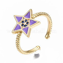 Латунные микро проложить манжеты кольца кубического циркония&nbsp;RJEW-N035-033-NF