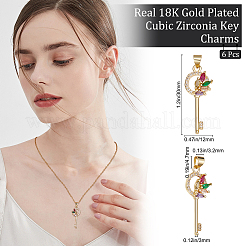 6шт латунь микро паве прозрачный кубический цирконий кулон&nbsp;ZIRC-BBC0001-46