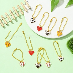 10 шт. 5 стиля сердце со спортивным мячом сплав эмалированный кулон украшение&nbsp;HJEW-YW00076