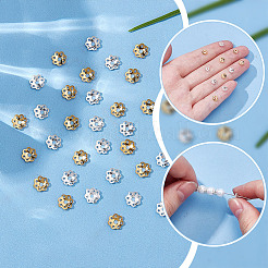 40 шт. 2 цвета 925 колпачка для бусин из стерлингового серебра&nbsp;STER-AR0001-27