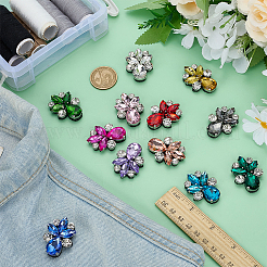 12 шт. 12-х цветные цветочные стразы с фетровыми нашивками на ткани для пришивания утюгом&nbsp;PATC-FG0003-24