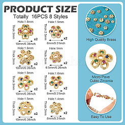 16 шт. 8 стильных латунных колпачка с микропаве из кубического циркония&nbsp;ZIRC-TA0001-23G