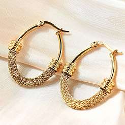 201 серьги-кольца из нержавеющей стали&nbsp;LS-EJEW-Q026-15G-B