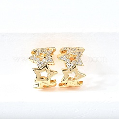 Латунные серьги-манжеты из прозрачного кубического циркония&nbsp;EJEW-F370-02G