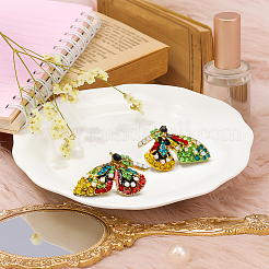 2 пара двухцветных сережек-гвоздиков из сплава со стразами&nbsp;EJEW-GO0003-25