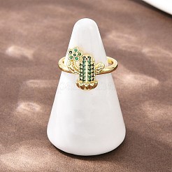 Манжеты из латуни с микро паве кубический цирконий для женщин&nbsp;RJEW-A088-07G