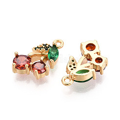 Латунные микропаве прозрачные подвески с фианитом&nbsp;KK-T078-04G-02