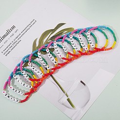 12 шт. браслеты из стеклянных семян с надписью «Вдохновение» с сердцем&nbsp;BJEW-SZ0001-20