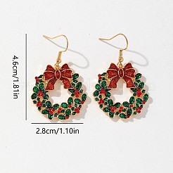 Серьги-подвески из эмалевого сплава с рождественским венком&nbsp;FS-WGEFD29-01