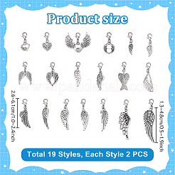 38 шт. 19 стильных подвесных украшений в виде крыльев из сплава&nbsp;PALLOY-PH01908