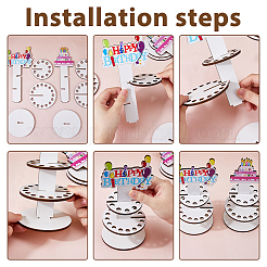 2 шт. Деревянная 2-ярусная подставка для кексов 3 стилей&nbsp;DIY-DC0003-99