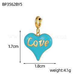 Подвески в форме сердца со словом «любовь» из нержавеющей стали 304 с эмалированным покрытием&nbsp;STAS-OY004-10G