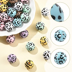 35 шт. двухцветные непрозрачные акриловые бусины с принтом&nbsp;OACR-YW0004-51