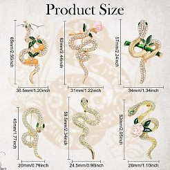 6 шт. 6 стиля броши sanke с розовым сплавом и стразами&nbsp;JEWB-CJ0001-81