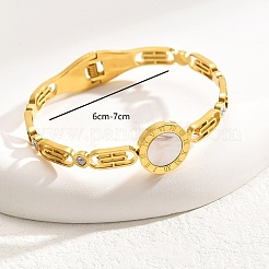 Плоский круглый браслет из натуральной ракушки&nbsp;SR1208-2