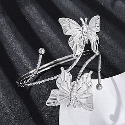 Браслеты-манжеты из сплава в виде бабочки для девушек и женщин&nbsp;LS-AJEW-A063-01H-P