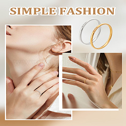 2 шт. 2 цвета 304 нержавеющая сталь стразы простые кольца для женщин&nbsp;RJEW-LP0001-37