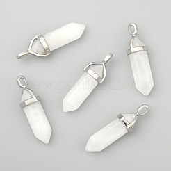 Кулоны из натурального белого нефрита с двойной окантовкой и острым концом&nbsp;G-F295-04H
