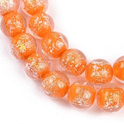 Ручная работа золотой фольги Lampwork бисер пряди&nbsp;LAMP-Q002-01F