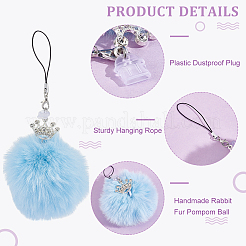 10 шт. ручная работа искусственный мех кролика рекс помпон мяч мобильный ремень&nbsp;HJEW-OC00071